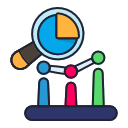 16 Bar Find Magnifier Search Pie Chart Graph